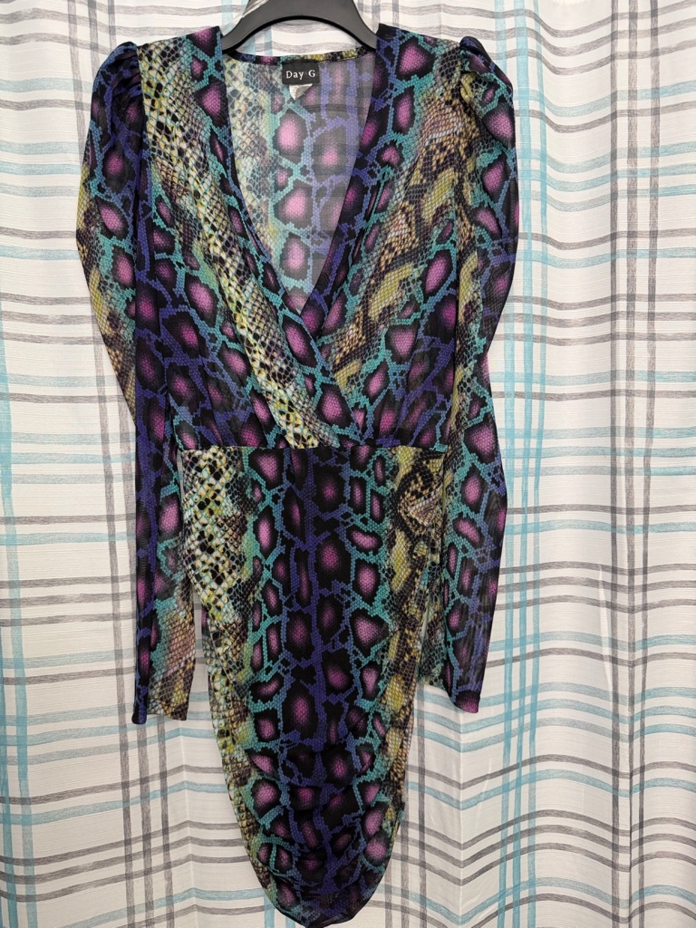 Day G Snake Print Wrap Top in Purple & Teal
